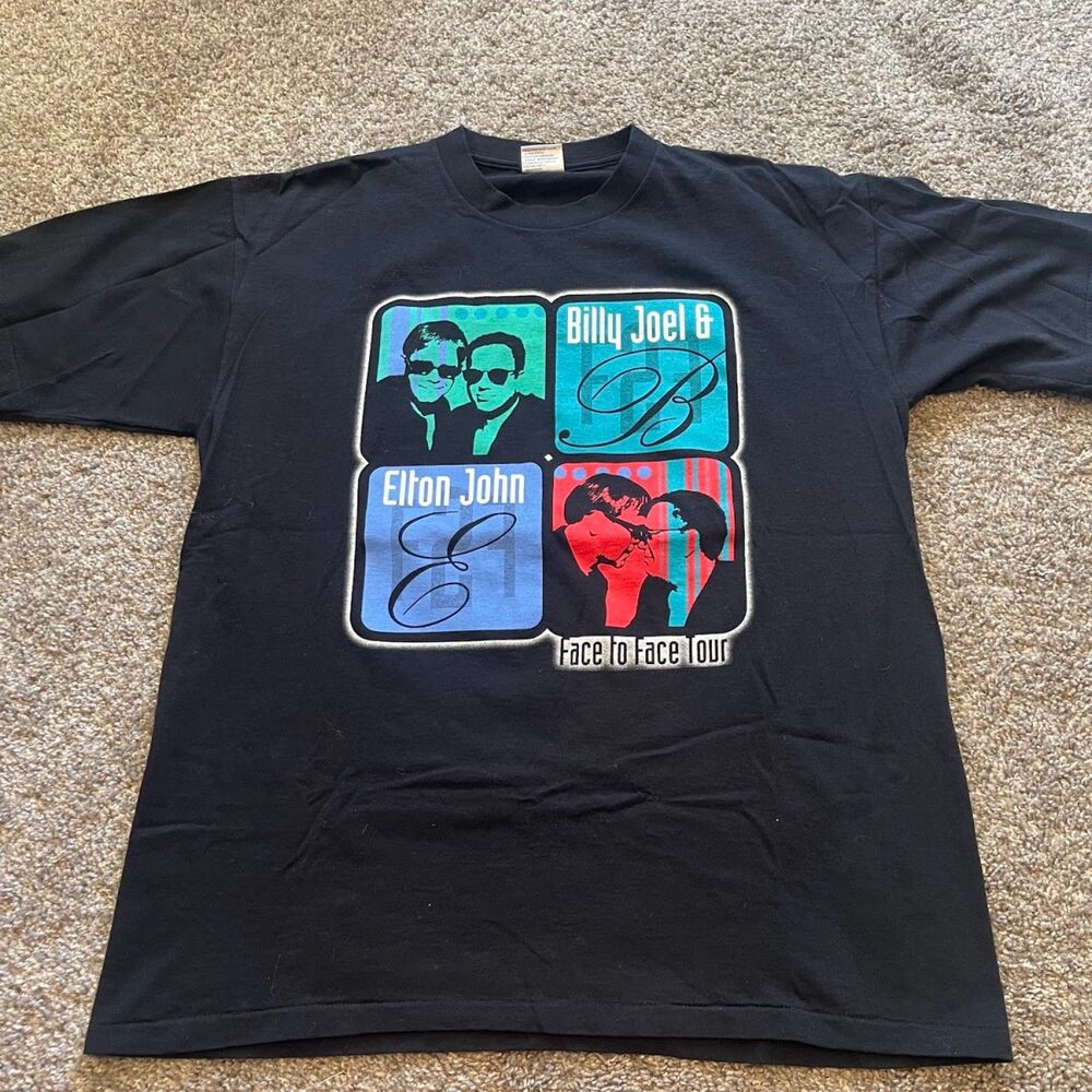 VTG '01 Y2K Elton John Billy Joel Face to Face Tour T Shirt Mens XL